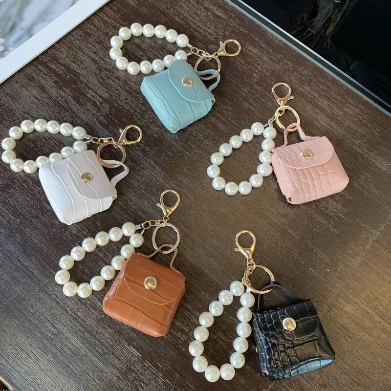 Simple Style Bag Pu Leather Imitation Pearl Women's Bag Pendant Keychain