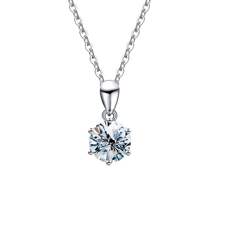 Classic Style Geometric Sterling Silver Moissanite Pendant Necklace In Bulk