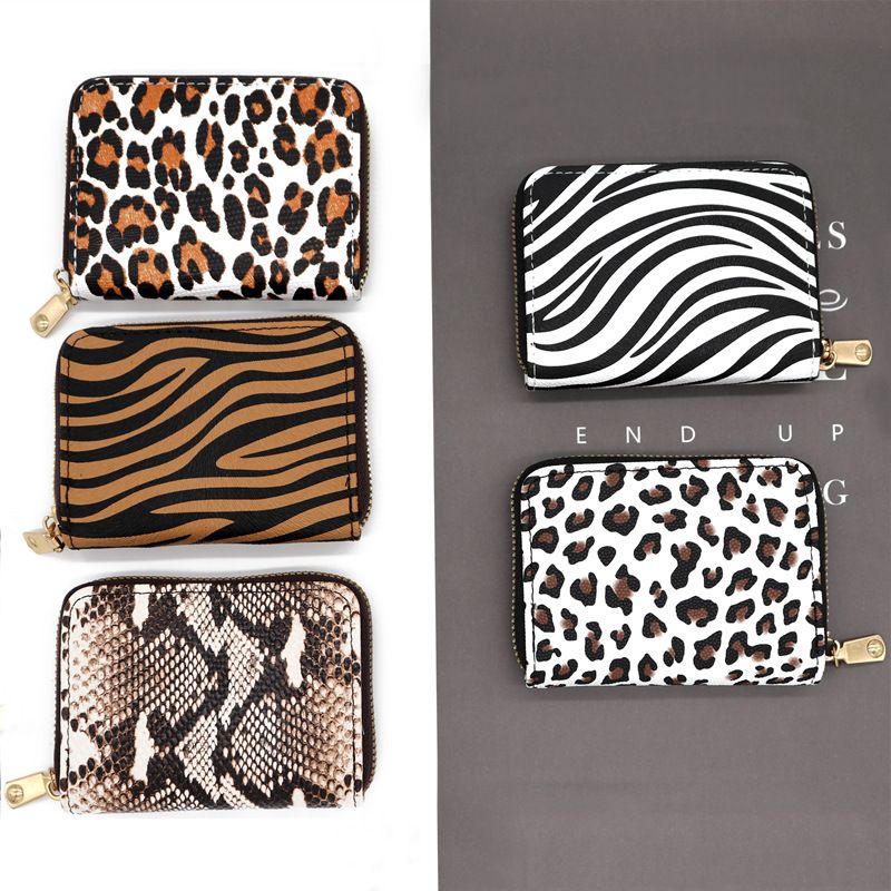 Unisex Zebra Snakeskin Leopard Pu Leather Zipper Card Holders