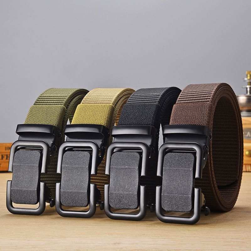 Casual Basic Solid Color Canvas Iron Men'S Woven Belts