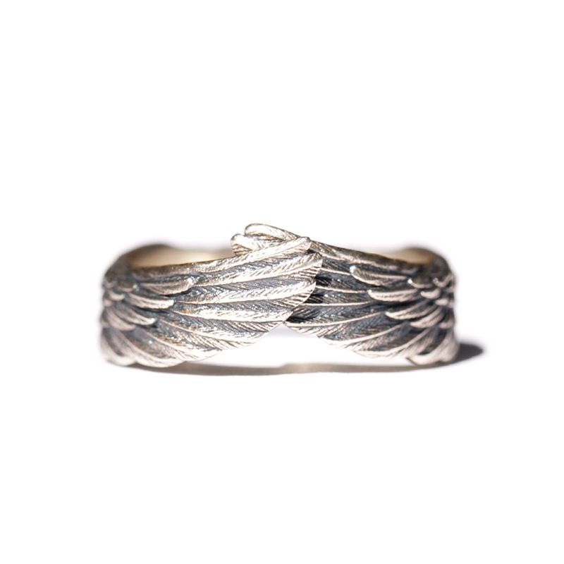 Retro Wings Copper Plating Silver Plated Couple Open Ring