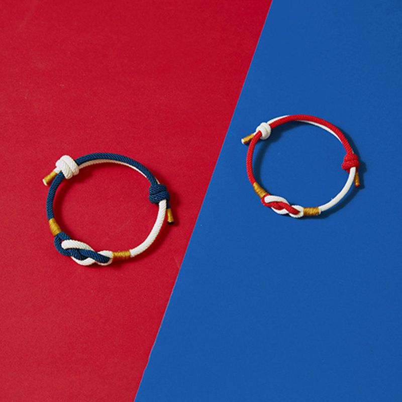 Rétro Style Simple Bloc De Couleur Nouer Corde Tricot Coupler Bracelets