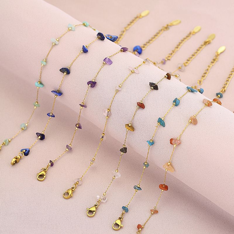 Wholesale Jewelry Casual Simple Style Irregular 304 Stainless Steel Natural Stone None 18K Gold Plated Plating Bracelets