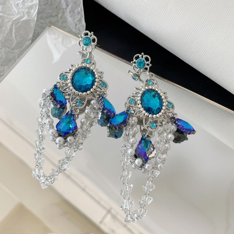 Elegant Lady Geometric Alloy Plating Inlay Artificial Gemstones Women's Drop Earrings