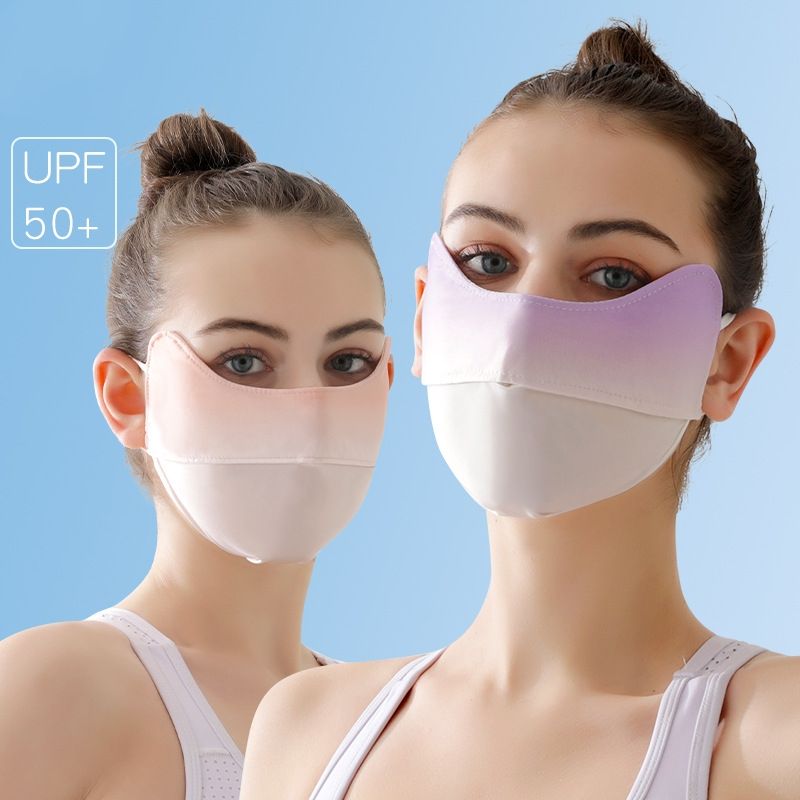 Summer Women's Ice Silk Sunscreen Mask Facekini Outdoor Riding Sunshade Opening Breathable Eye Protection Angle Gradient Mask