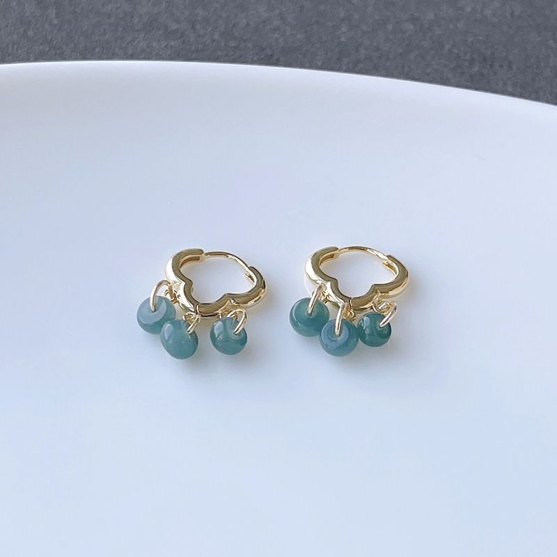 1 Pair Chinoiserie Elegant Clouds Jade/burma Jade Drop Earrings