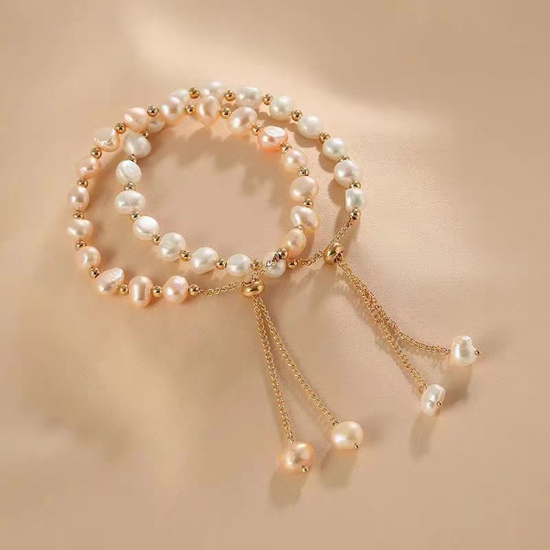 Elegant Simple Style Round Imitation Pearl Beaded Plating Women's Bracelets