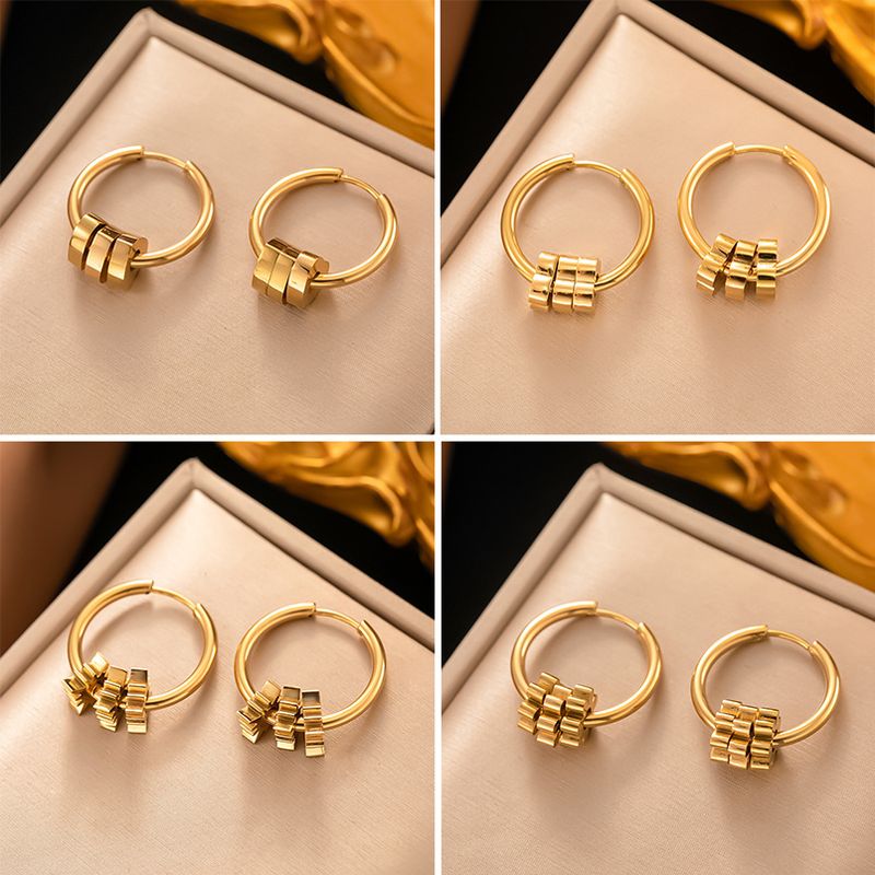 1 Pair Simple Style Geometric Plating 304 Stainless Steel 18K Gold Plated Earrings