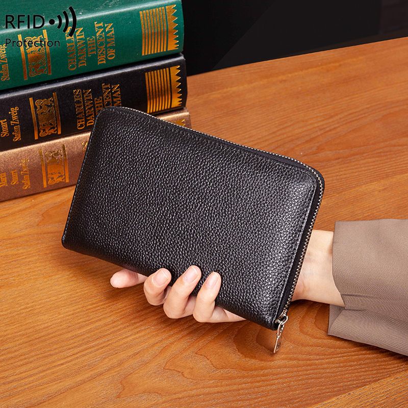 Unisex Einfarbig Leder Reiß Verschluss Brieftaschen