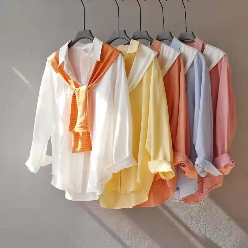 Women's Blouse Long Sleeve Blouses Casual Classic Style Simple Solid Color