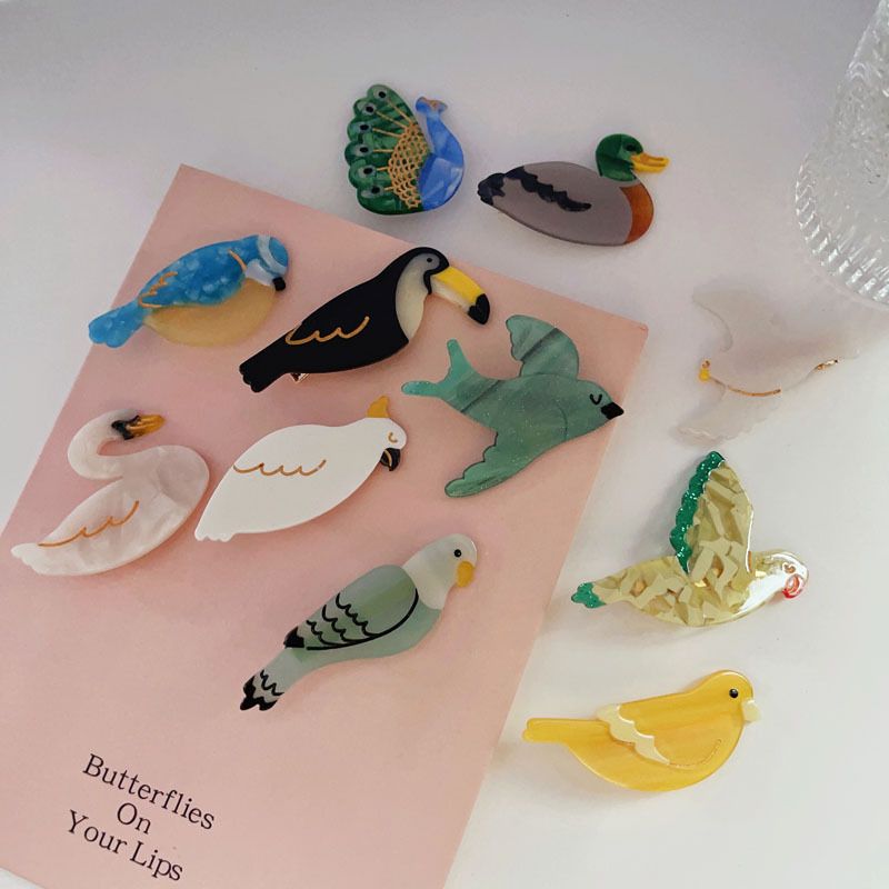 Süß Vogel Ente Papagei Acetatplatten Handgemacht Haarklammer