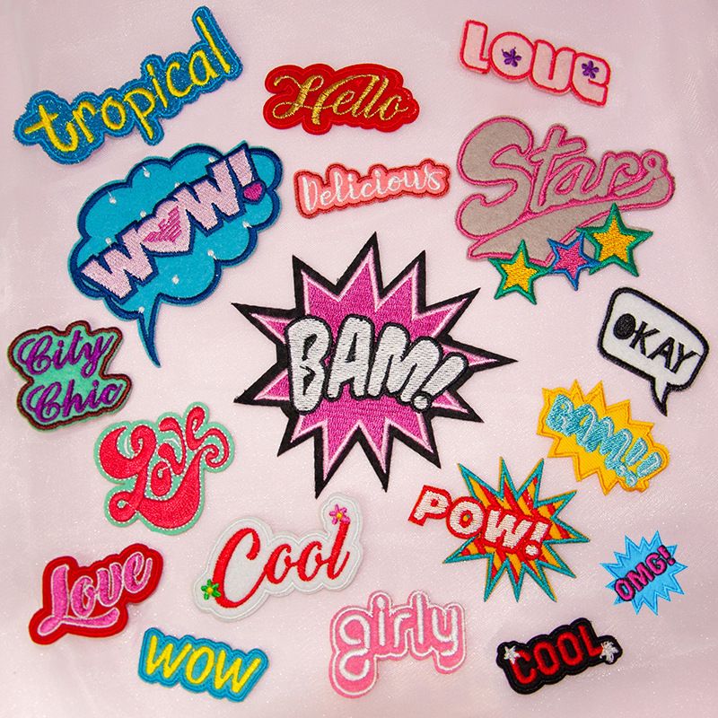 Fashion Cartoon Letters Embroidered Cloth Stickers Broderie Diy Patch