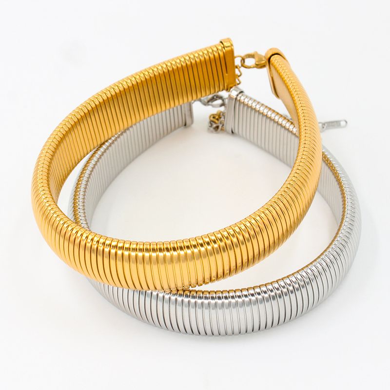 304 Stainless Steel 18K Gold Plated Lady Solid Color Choker