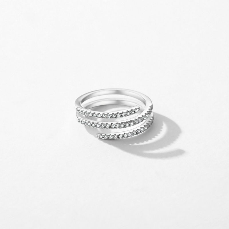 Ig-stil Elegant Einfacher Stil Linien Sterling Silber Überzug Inlay Zirkon Überzogen Mit Rhodium Ringe