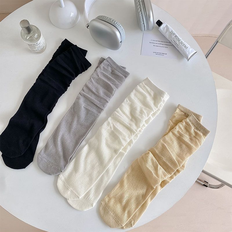Femmes Style Simple Couleur Unie Coton Engrener Crew Socks Une Paire