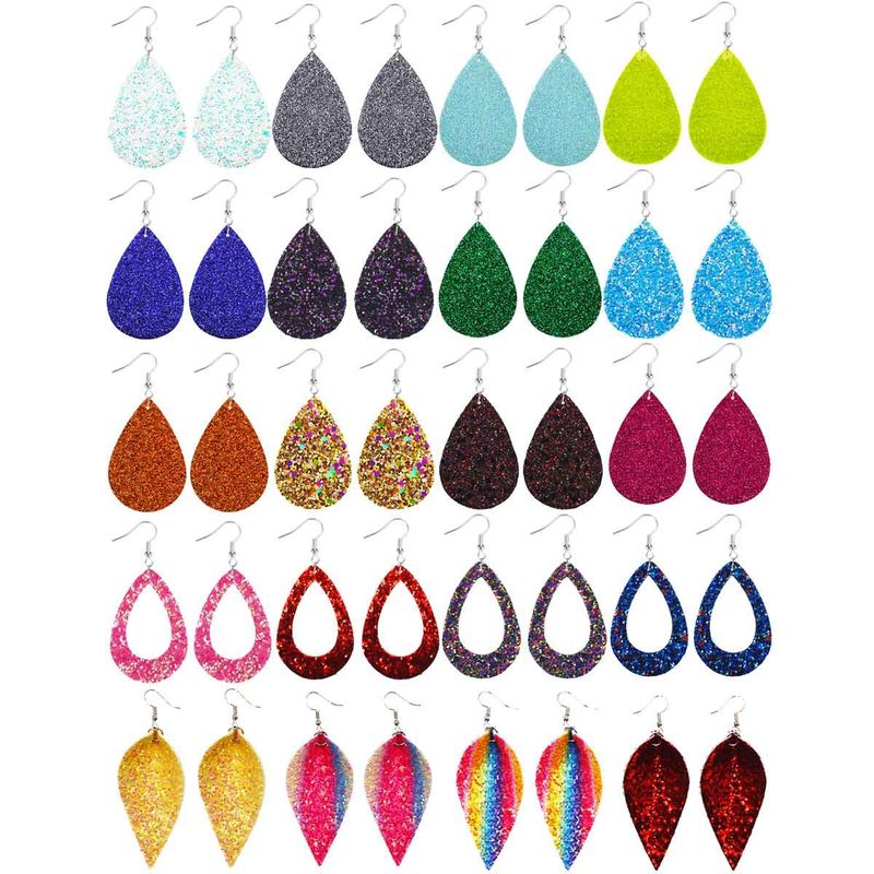 1 Pair Simple Style Geometric Water Droplets Pu Leather Drop Earrings