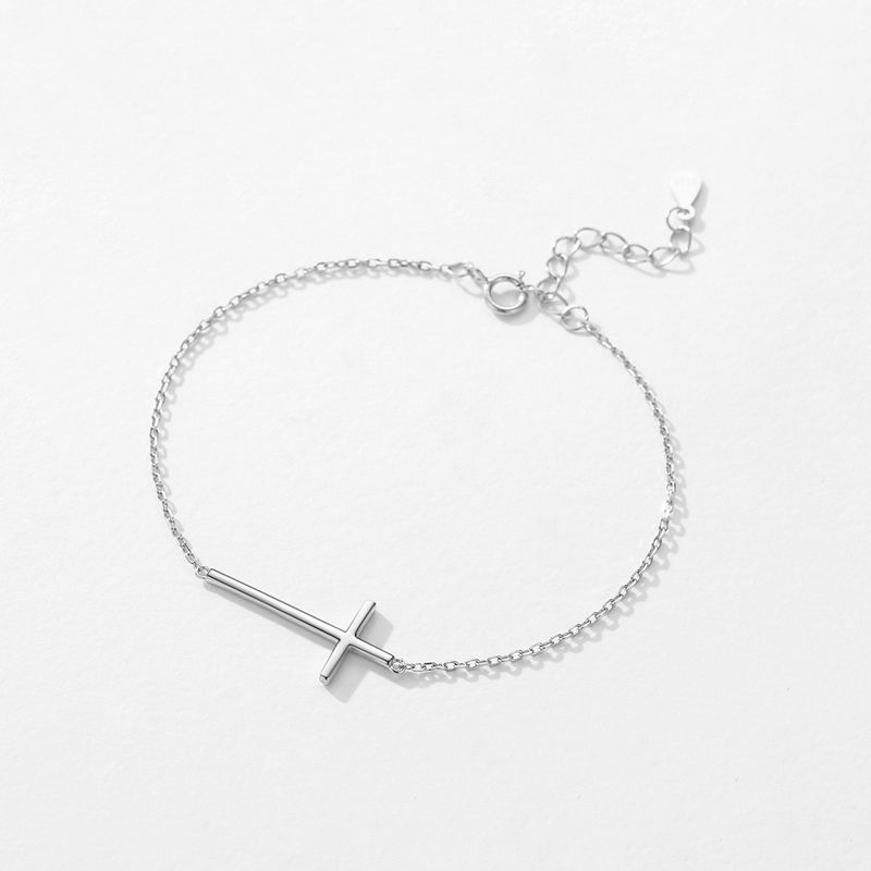 Simple Style Classic Style Cross Sterling Silver Plating Rhodium Plated Bracelets