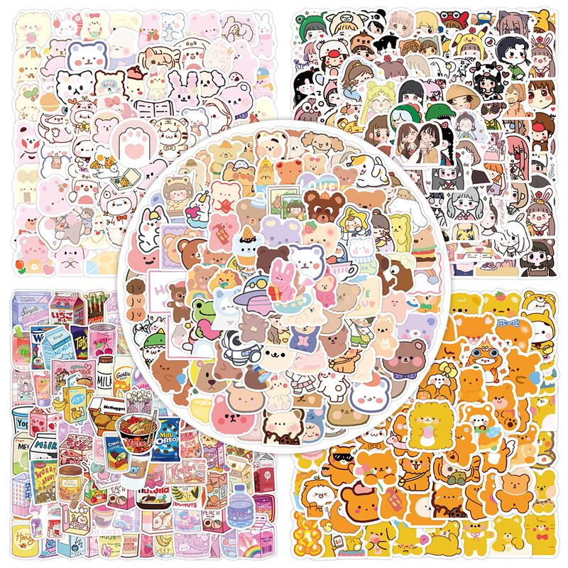 500 Süße Koreanische Bären Mädchen, Ins Zeichentrick Figuren, Handbuch Aufkleber, Briefpapier, Gepäck Notizen, Aufkleber