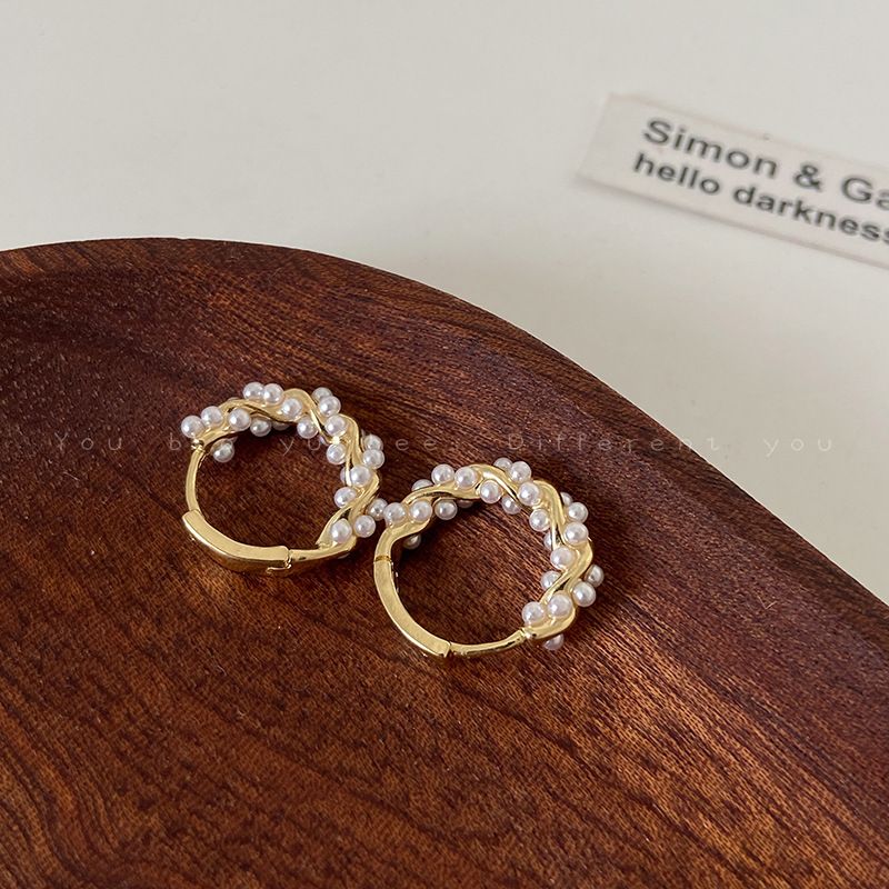 1 Paar Elegant Geometrisch Inlay Kupfer Künstliche Perlen Ohrringe