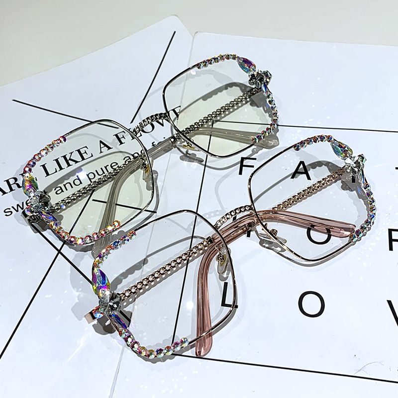 Elegante Estilo Moderno Color Sólido Ordenador Personal Cuadrado Diamante Fotograma Completo Gafas Ópticas