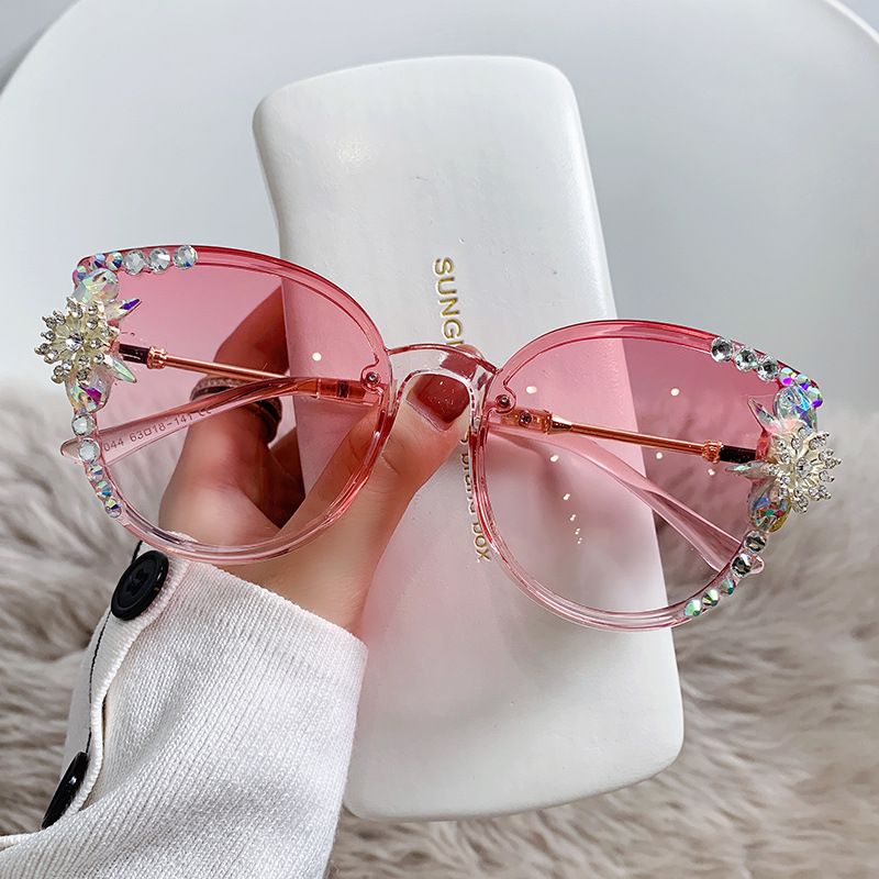 Elegant Einfarbig Harz Katzenauge Diamant Vollbild Sonnenbrille Der Frauen