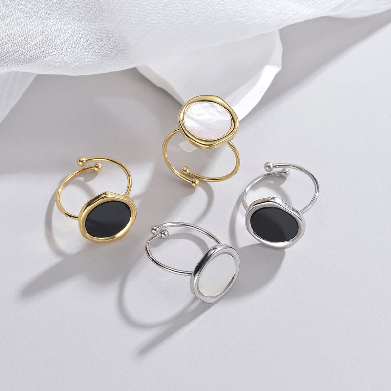 201 Stainless Steel 18K Gold Plated Wedding Asymmetrical Plating Oval Shell Open Rings