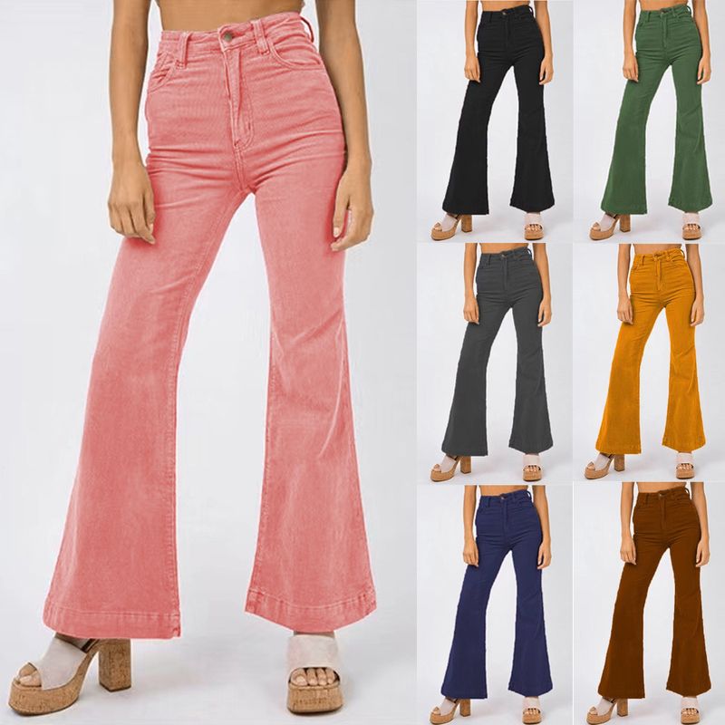 Mujeres A Diario Moda Color Sólido Longitud Total Pantalones Acampanados