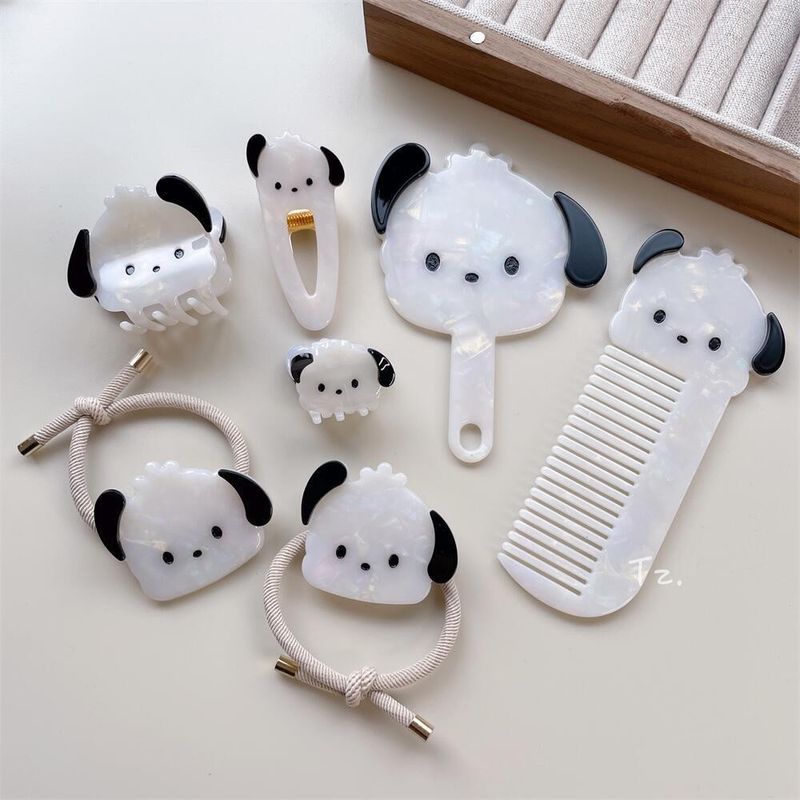 Cartoon Style Cute Dog Acetic Acid Sheets Hair Combs Hair Claws Mirror