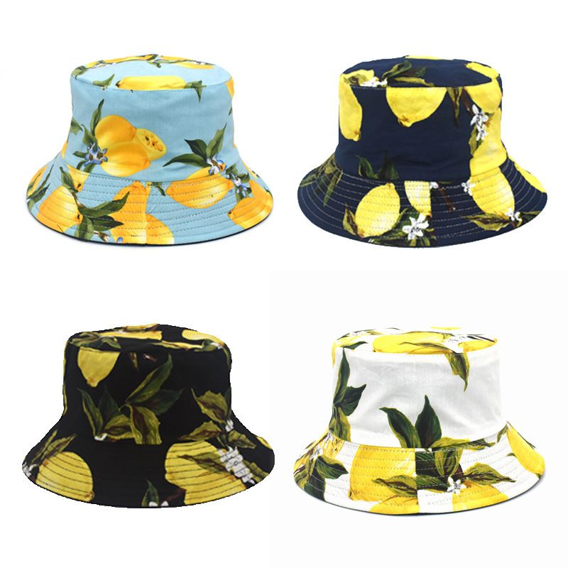 Unisex Lässig Sonnenblume Zitrone Flache Traufen Bucket Hat