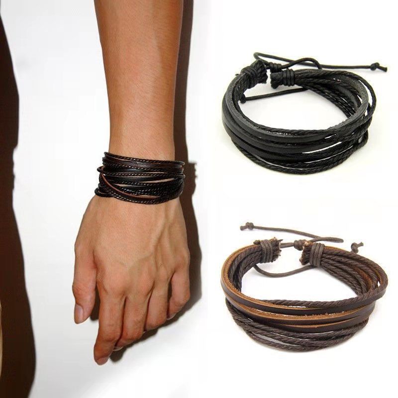 Casual Hip-hop Solid Color Pu Leather Men's Bracelets