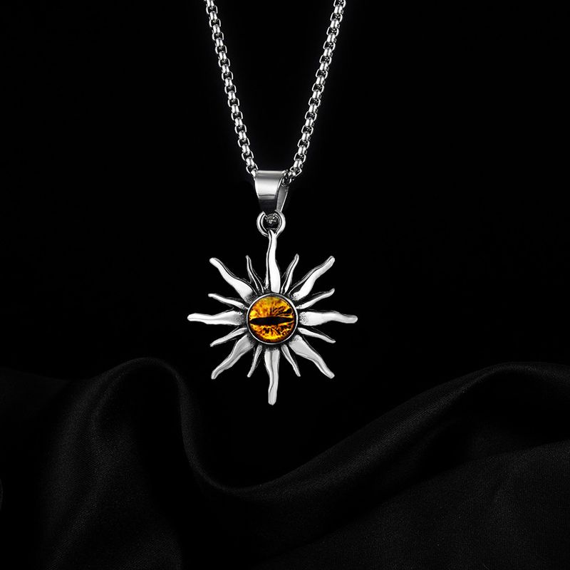 Modern Style Sun Stainless Steel Alloy Plating Men's Pendant Necklace