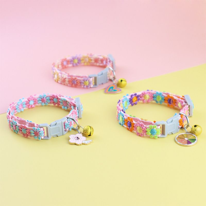 Cross-border Pet Supplies Wholesale Factory Direct Sales Ins Style Colorful Lace Flower Collar Bell Kitty Small Dog Harness