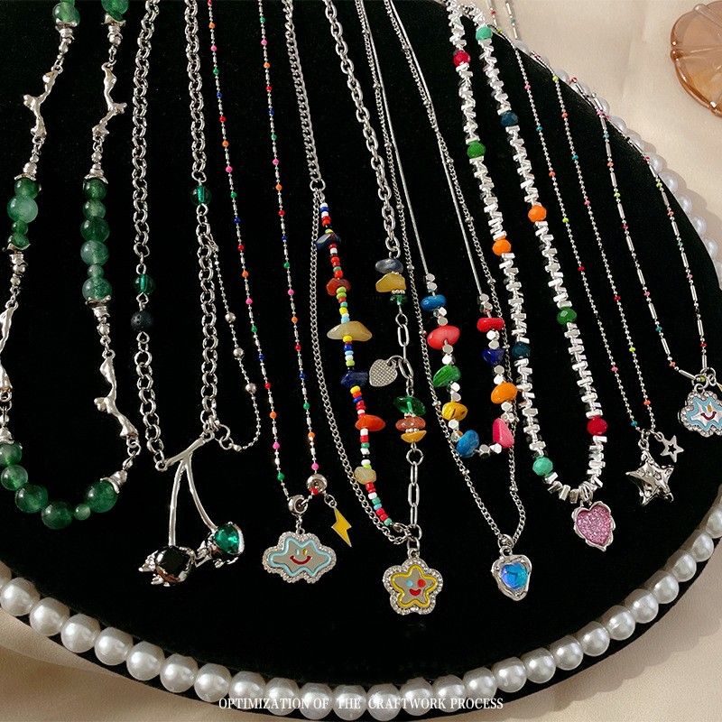 Casual Heart Shape Alloy Beaded Plating Inlay Resin Women's Layered Necklaces