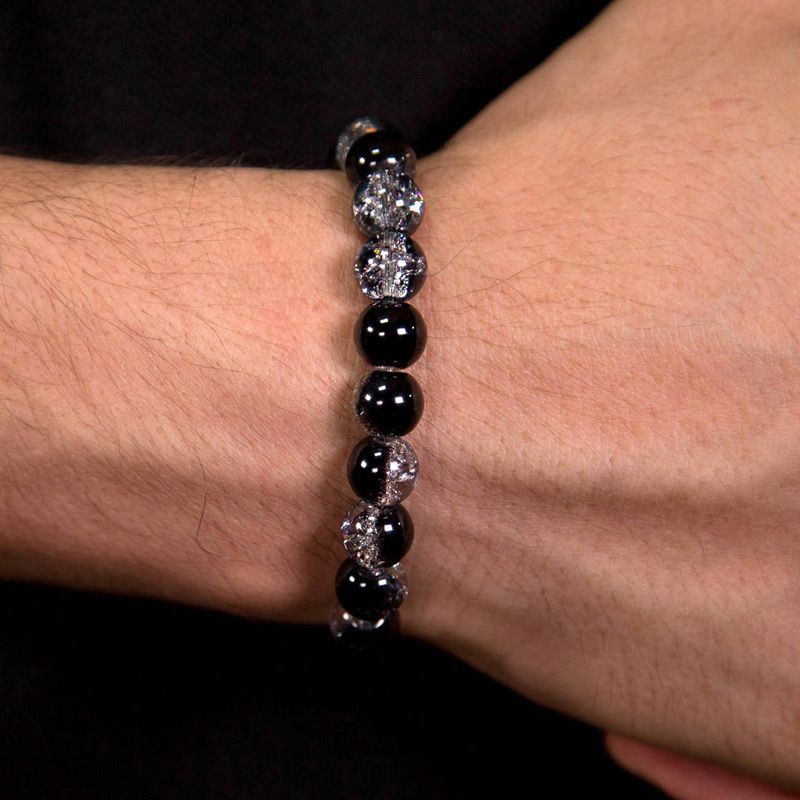 Casual Simple Style Round Glass Bead Beaded Men's Bracelets