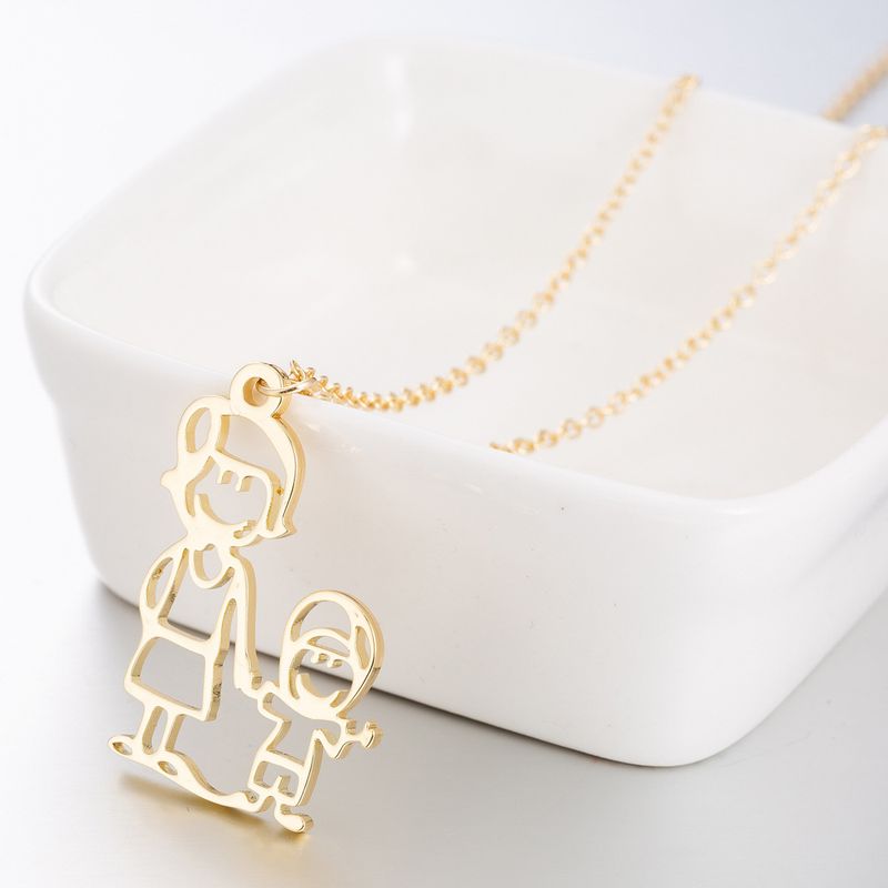 Stainless Steel Simple Style Plating Human Pendant Necklace