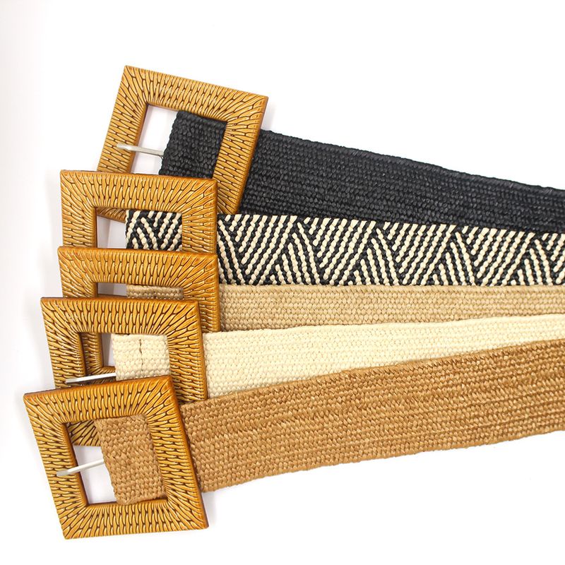 Basic Simple Style Square Straw Women's Woven Belts