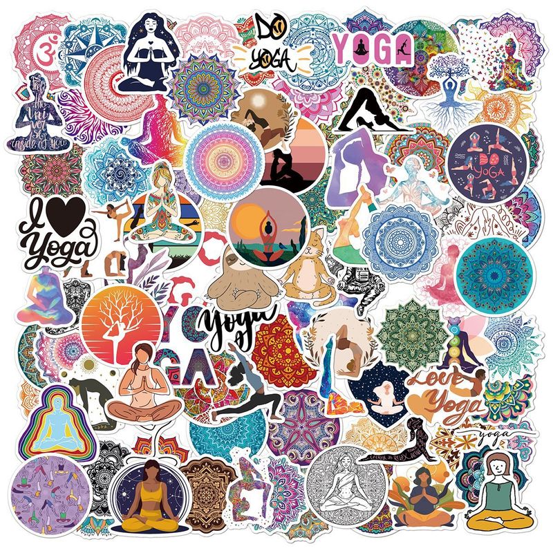 50 Sheets / 1 Package Mandala Yoga Pattern Round Decorative Stickers