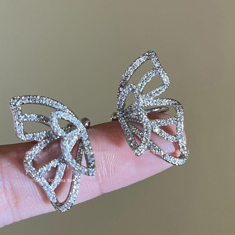 1 Paar Feenhafter Stil Koreanische Art Schmetterling Inlay Legierung Strasssteine Ohrclips
