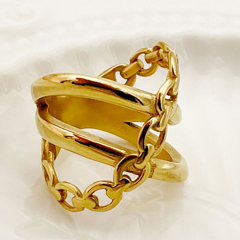 304 Stainless Steel 14K Gold Plated Classic Style Streetwear Plating Geometric Rings