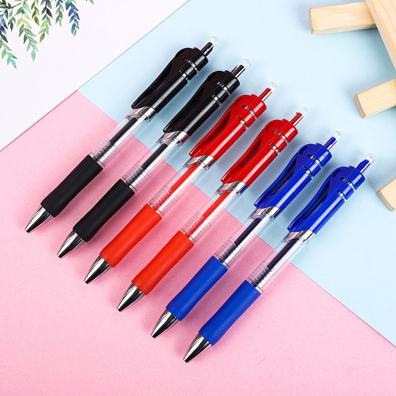 Office Supplies Press Gel Pen Student Stationery Ball Pen Carbon Black Blue Red School Supplies Large Capacity Signature Pen