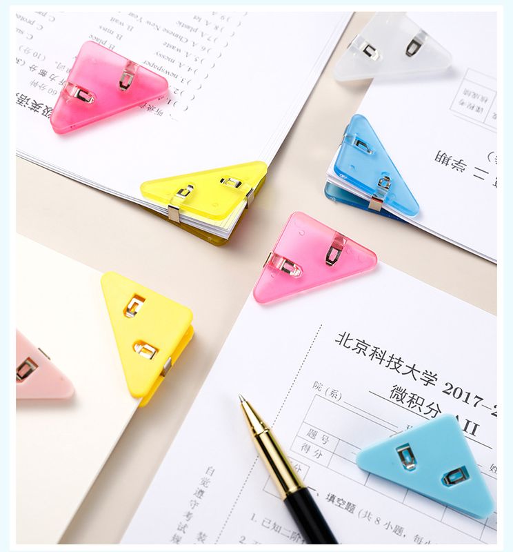 Transparent Triangle Clip Stationery Office Wholesale Binder Clip Acrylic Pp Clip Book Clip Anti-roll File Long Tail Clip