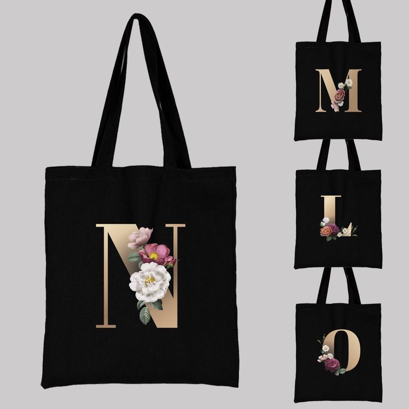 Women's Simple Style Letter Flower Shopping Bags
