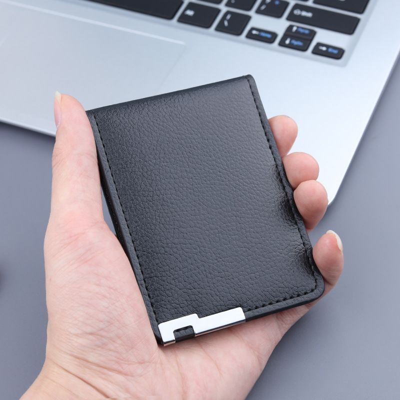 Men's Solid Color Pu Leather Open Card Holders
