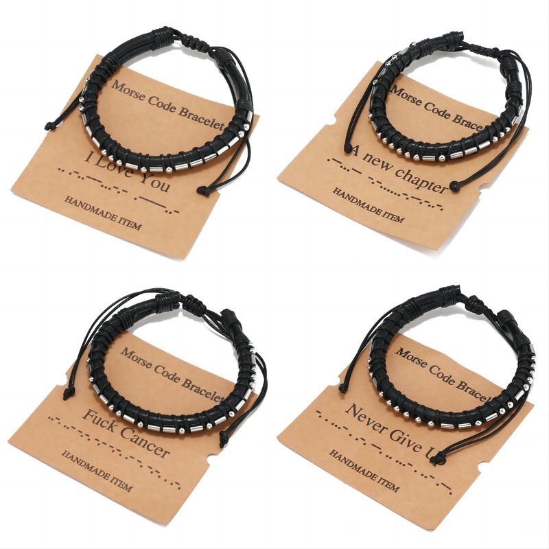 Punk Geométrico Acero Inoxidable Cuero Sintético Hombres Pulsera