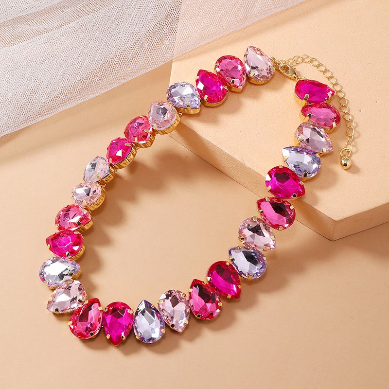Simple Style Water Droplets Artificial Diamond Alloy Wholesale Necklace