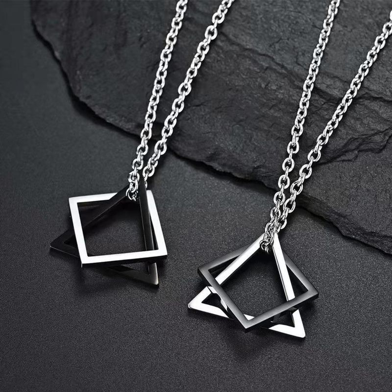 Punk Cool Style Triangle Titanium Steel Men's Pendant Necklace