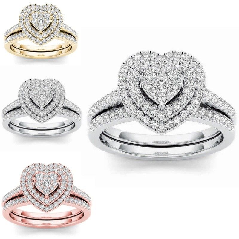 Simple Style Heart Shape Alloy Inlay Zircon Women's Rings