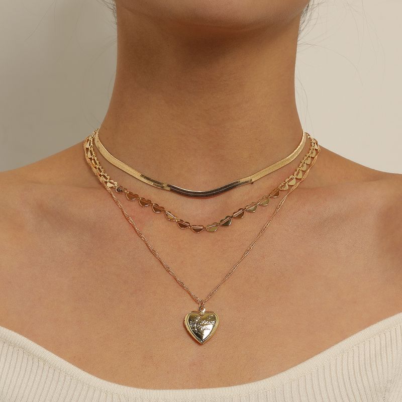 Streetwear Heart Shape Alloy Wholesale Layered Necklaces