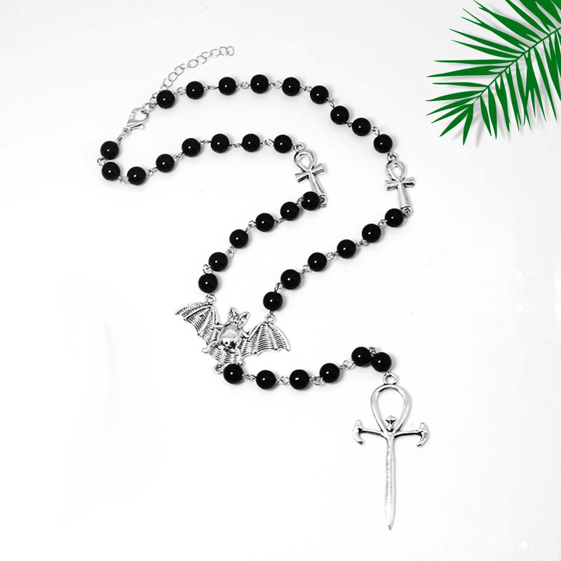 Wholesale Jewelry Classical Cross Alloy Ancient Silver-plated Long Necklace