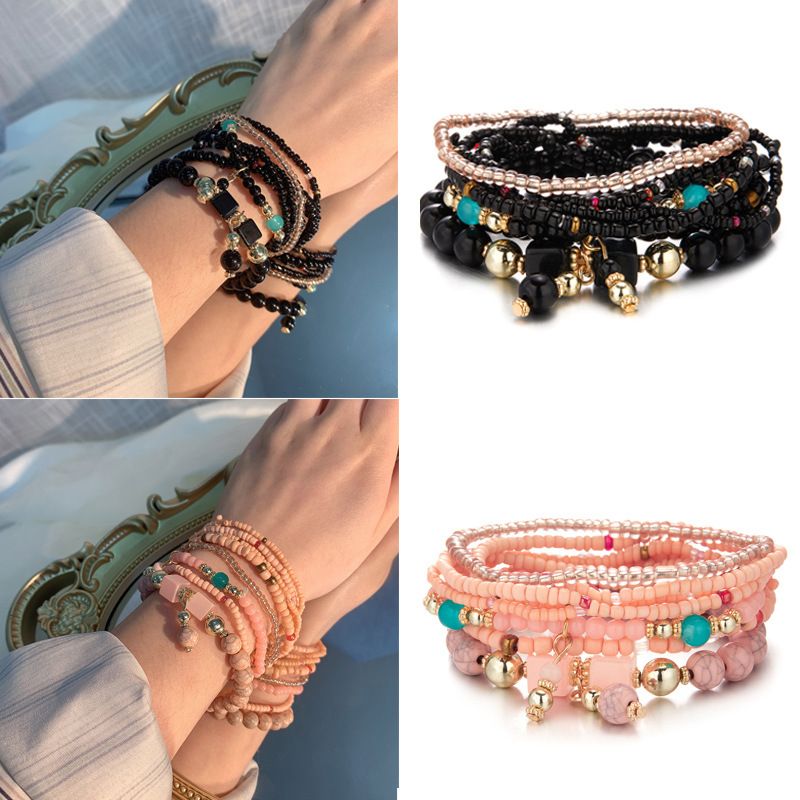 Vacation Round Beaded Alloy Natural Stone Women's Bracelets